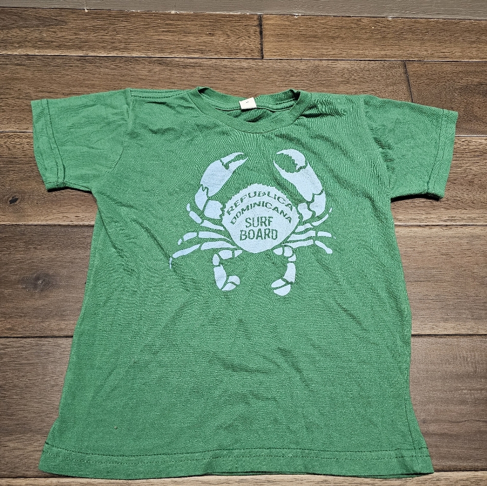Green Dominican Republic Surfboard Crab Graphic T-Shirt Size 6